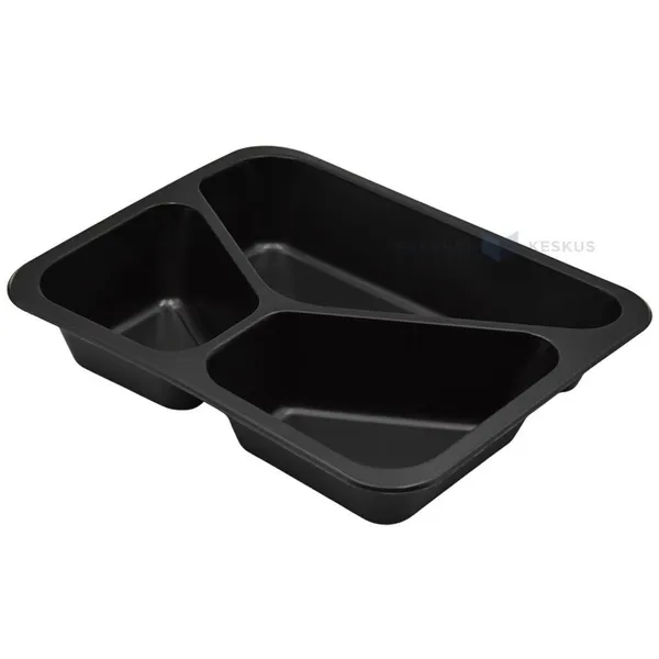 Ruokarasia, PP, 227 × 178 × 40 mm, 3-osainen, 21 g, musta (sopiva kansi UPBH3469/KA), 50 kpl/pkt
