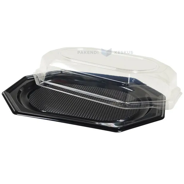 Black tray with transparent lid 350mm, 10pcs/pack
