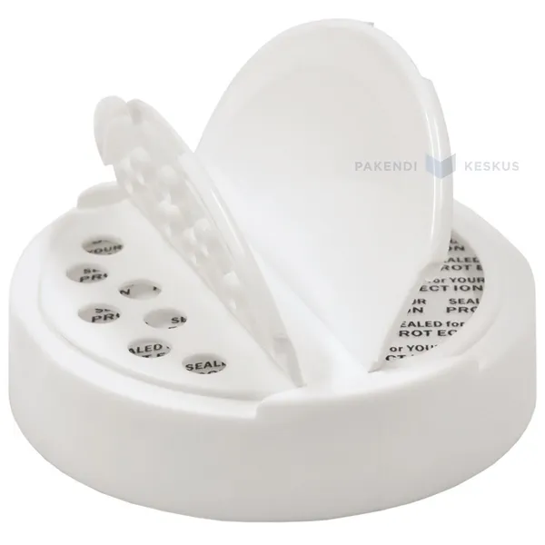 Valge kaas plastikust purgile diameetriga 63mm 2-osaline press tihendiga