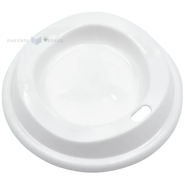 Korduvkasutatav valge kaas korduvkasutatavale 430ml kohvitopsile diameetriga 90mm PP 50x masinpesu