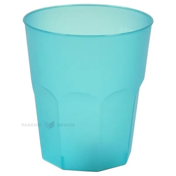 Reusable plastic blue drinking glass 350ml PP 50x machine washable