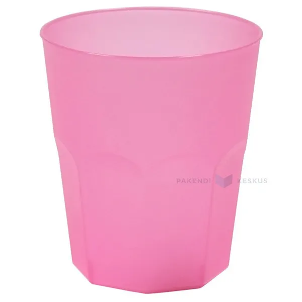 Reusable plastic pink drinking glass 350ml PP 50x machine washable