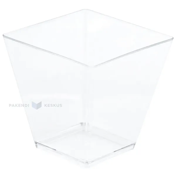 Reusable plastic transparent square degustation cup 95ml 55x56mm PS 50x machine washable