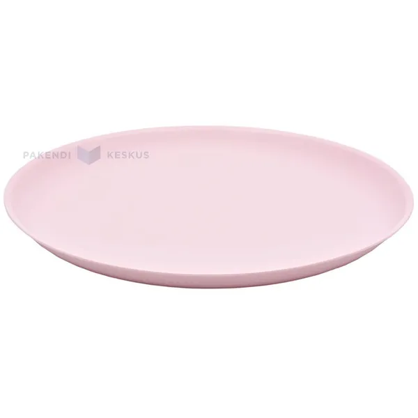 Korduvkasutatav heleroosa plastikust taldrik 27,4cm PP 125x masinpesu