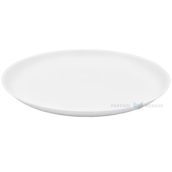 Korduvkasutatav valge plastikust taldrik 27,4cm PP 125x masinpesu