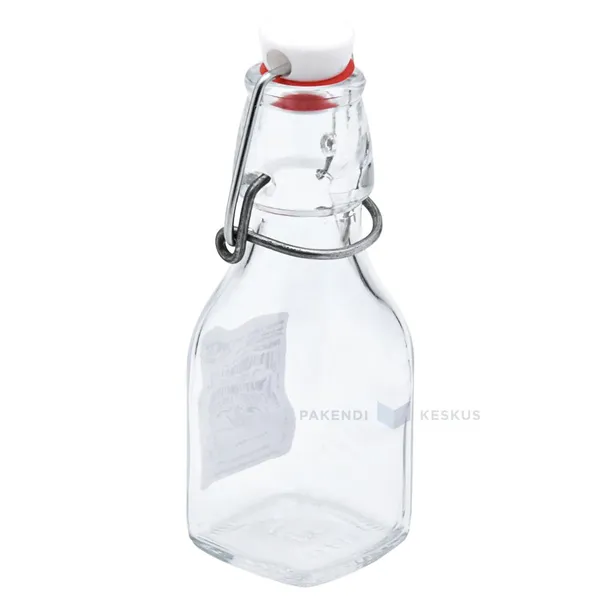 Transparent glass bottle with attached cork CT20 125ml diameter 65mm height 150mm