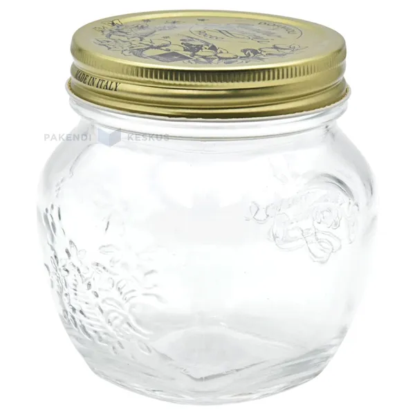 Klaaspurk kuldse kaanega Bormioli Anfora 500ml diameetriga 110mm