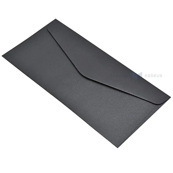 Metalse läikega mustad dekoratiivpaberist ümbrikud 22x11cm, pakis 10tk