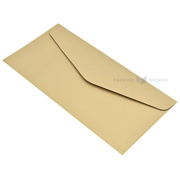 Metalse läikega kuldsed dekoratiivpaberist ümbrikud 22x11cm, pakis 10tk