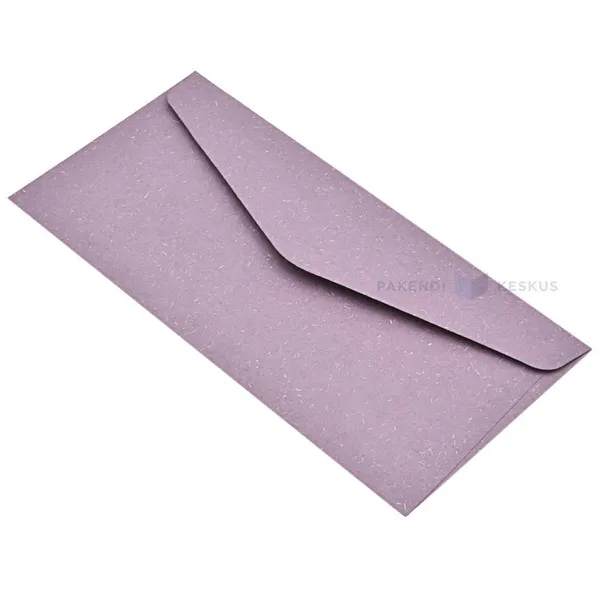 Tekstuurse pinnaga helelillad taaskasutatud paberist ümbrikud 22x11cm, pakis 10tk