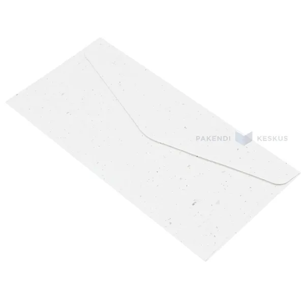 Pruunisäbrulise mustriga valged taaskasutatud paberist ümbrikud 22x11cm, pakis 10tk
