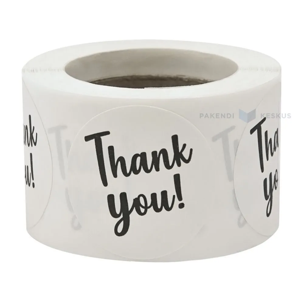 White label ''Thank you!'' print diameter 40mm, 250pcs/roll