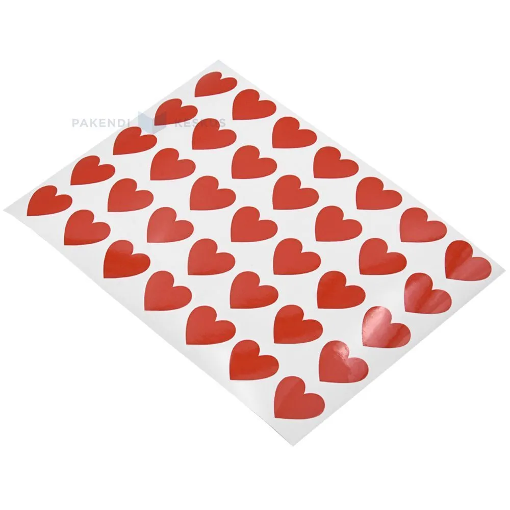 Vinüülkleebis punase südamega 25x25mm, lehel 35tk