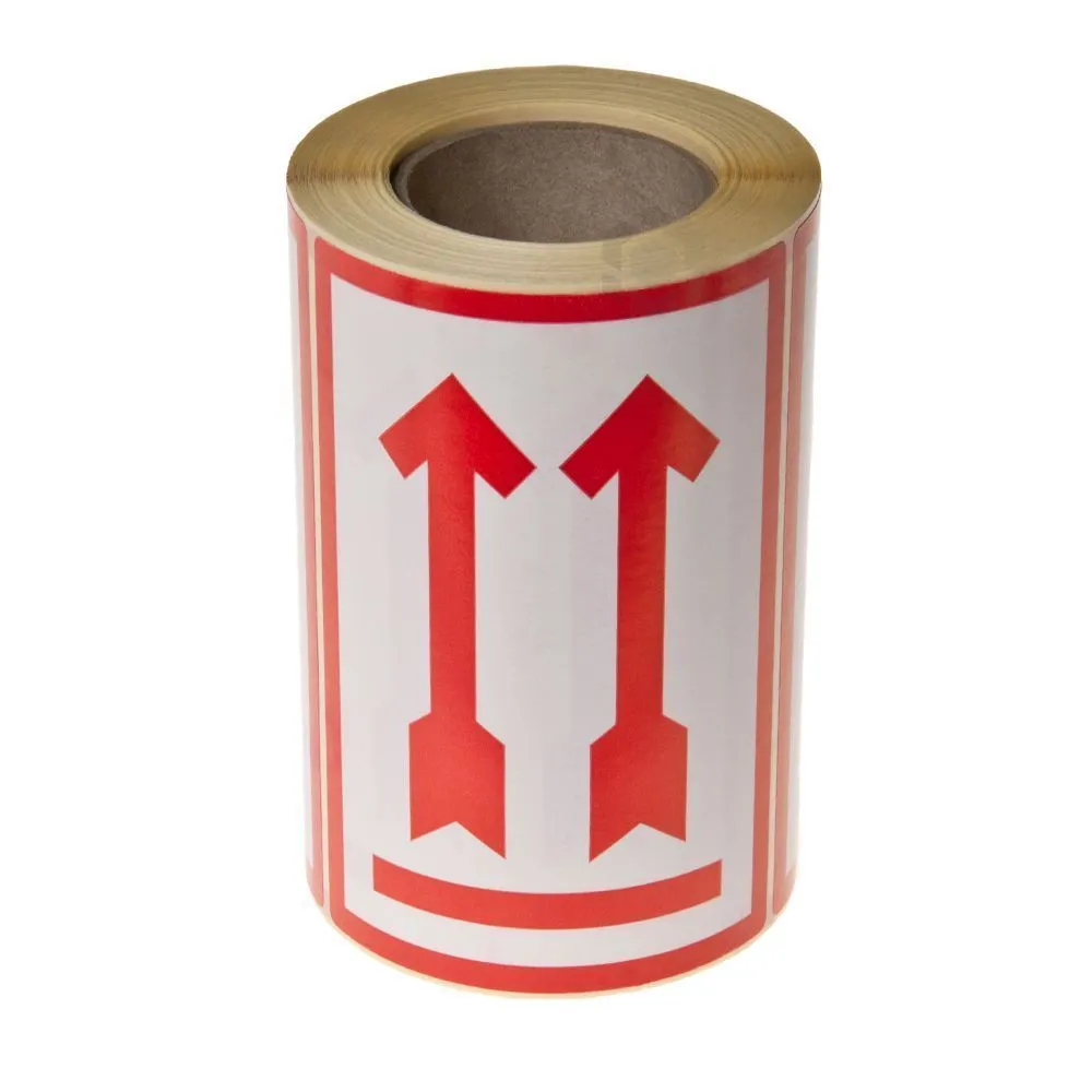 Safe handling label Red arrows print, 250pcs/roll