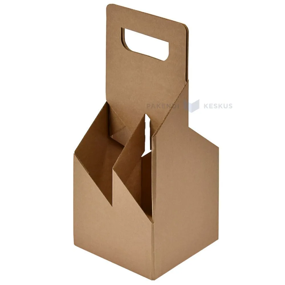 Corrugated carton box for 4 bottles 140x140x264mm diam 68mm