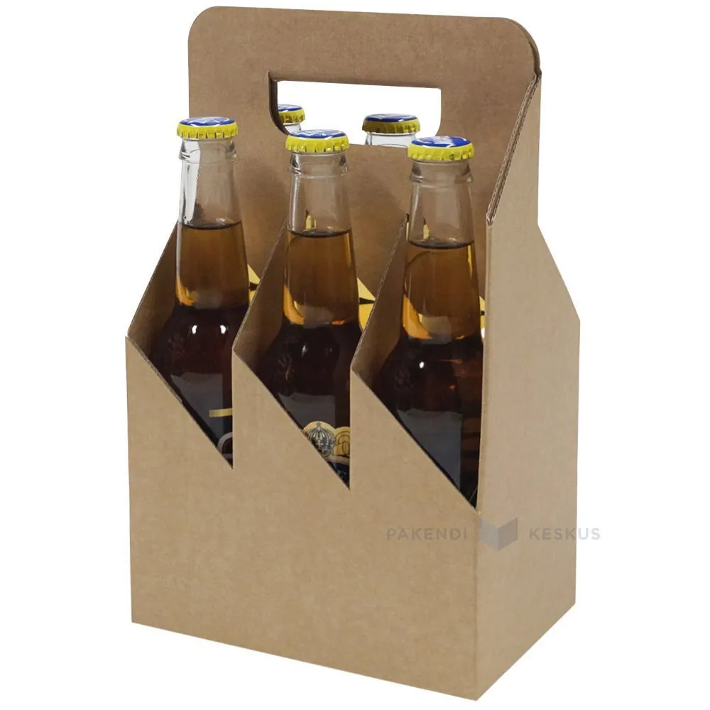 Corrugated carton box for 6 bottles 180x120x290mm diam 58mm
