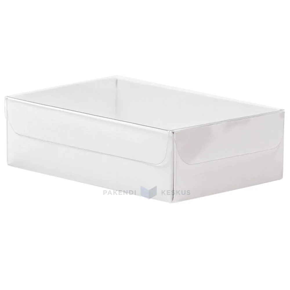 Box with transparent lid 100x65x30mm brown/white