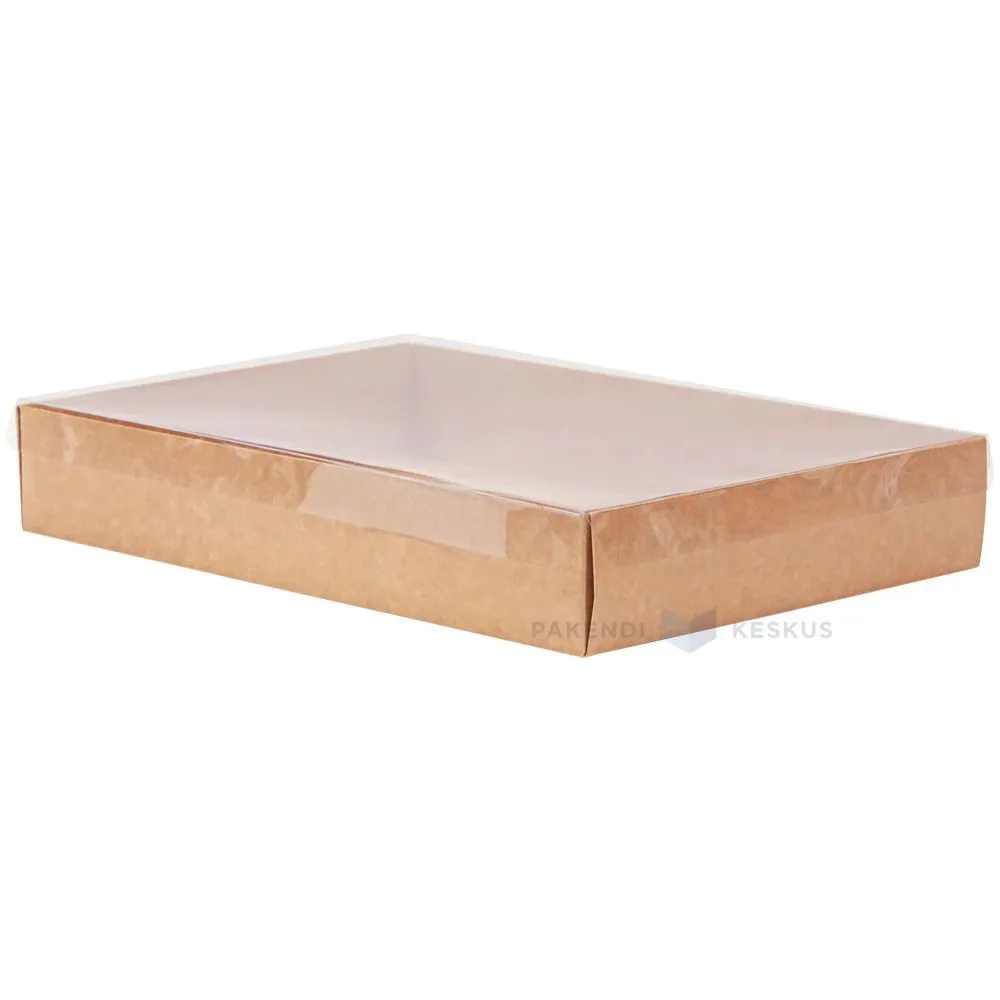 Box with transparent lid 300x210x50mm brown/white