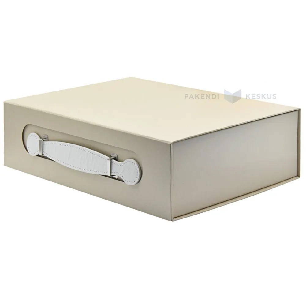 Beige gift box with handle 320x235x95mm