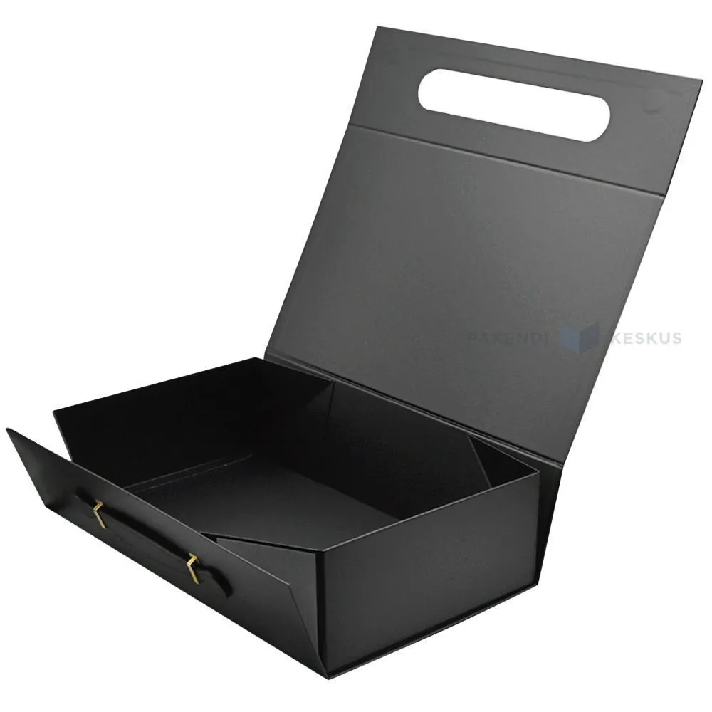 Black gift box with handle 380x250x110mm
