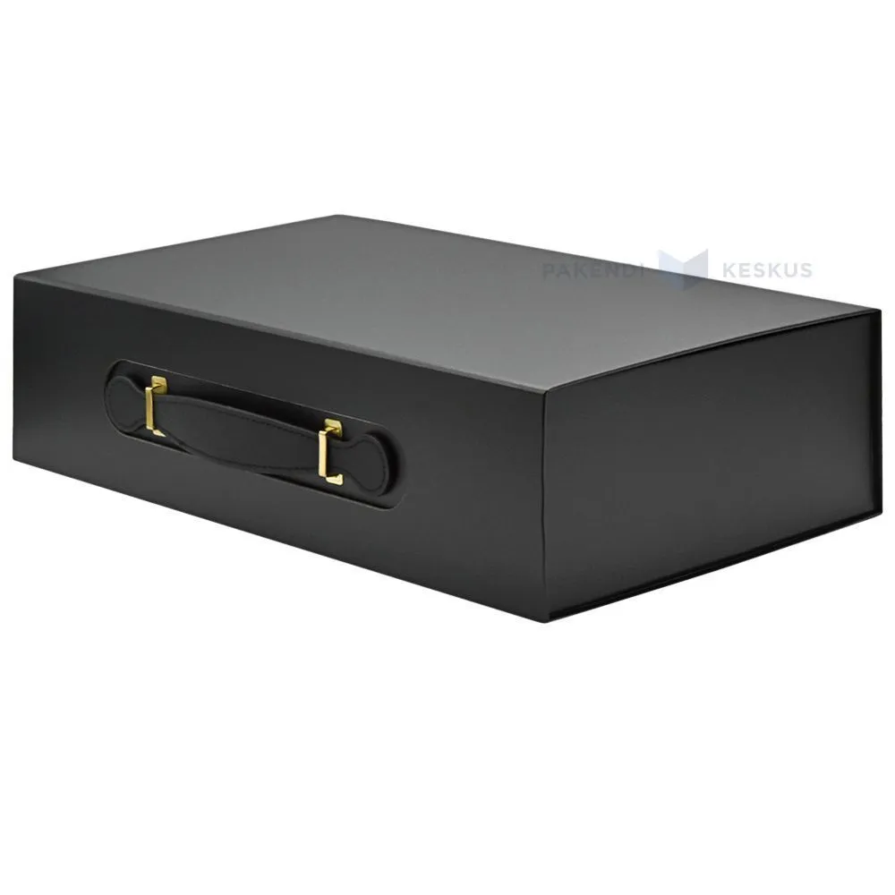 Black gift box with handle 380x250x110mm