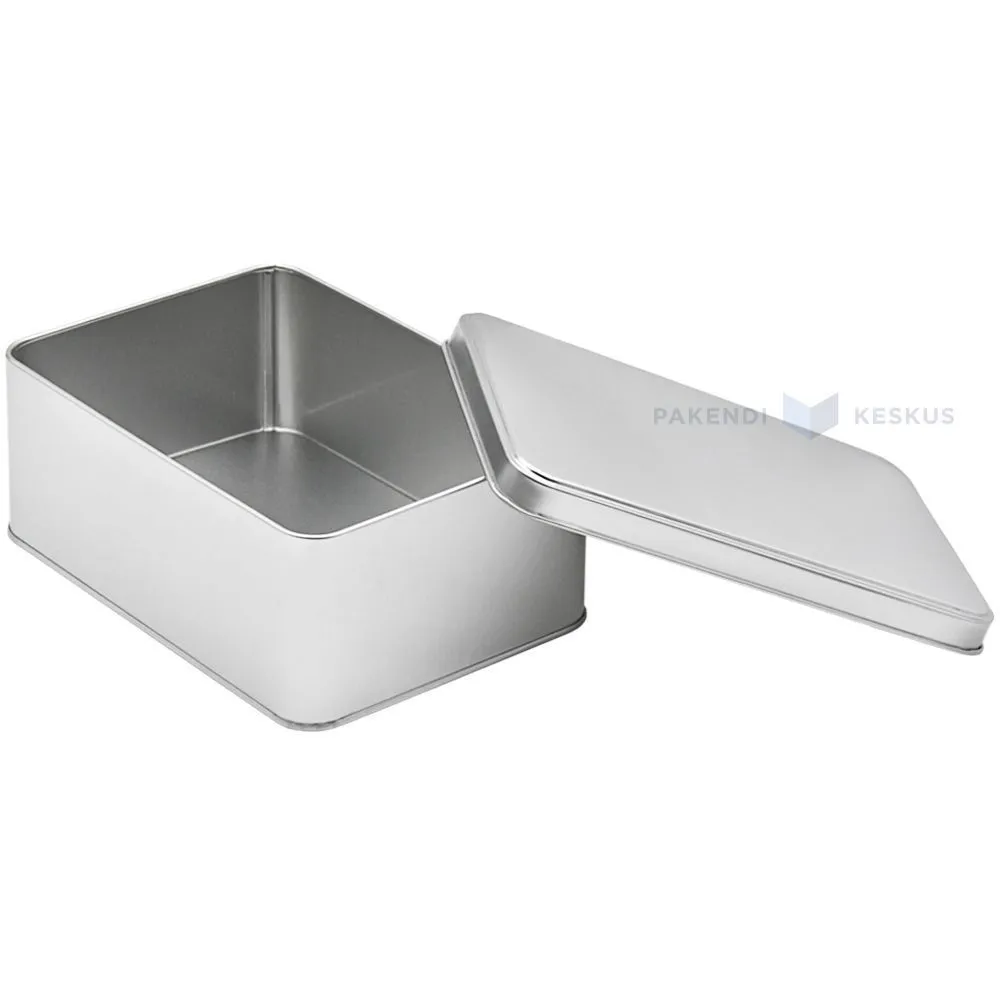 Silver metal box with lid with edge 190x135x75mm