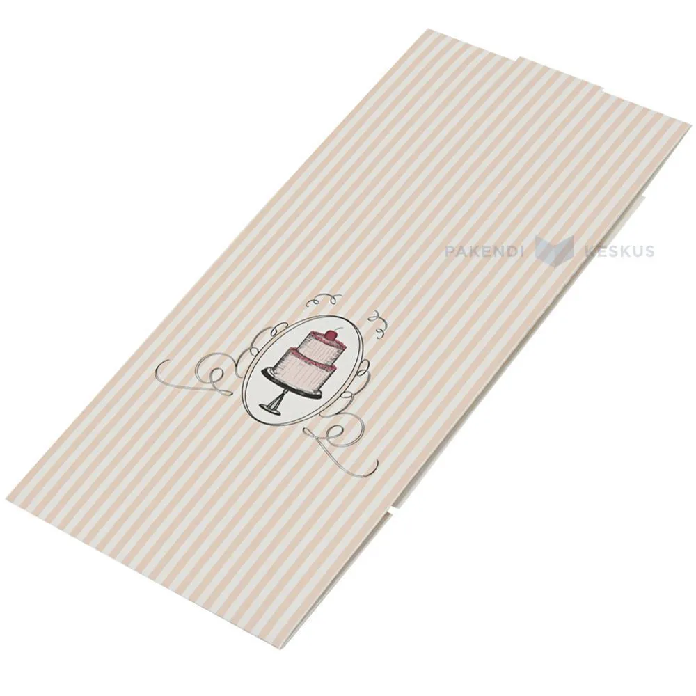 Kartongist roosade triipudega koogikarp 12,5x21x7cm, pakis 20tk