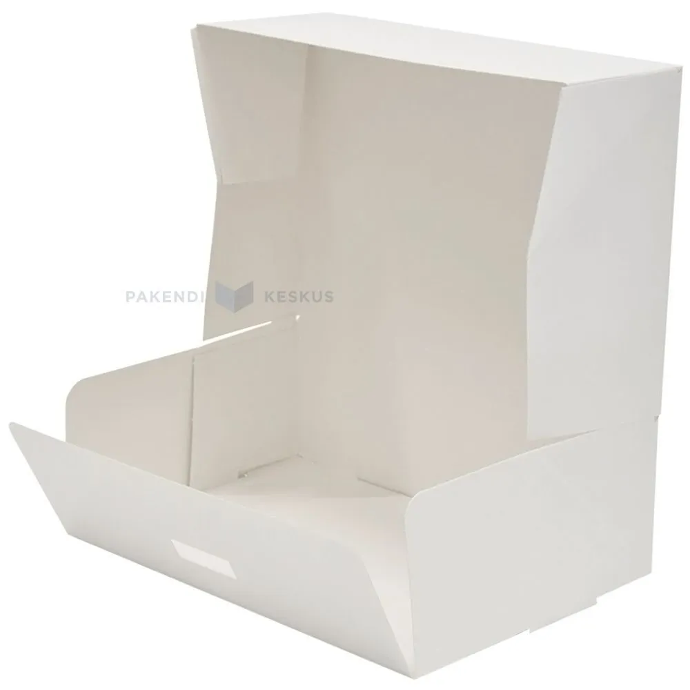 Kartongist valge koogikarp 21x14x7cm, pakis 20tk