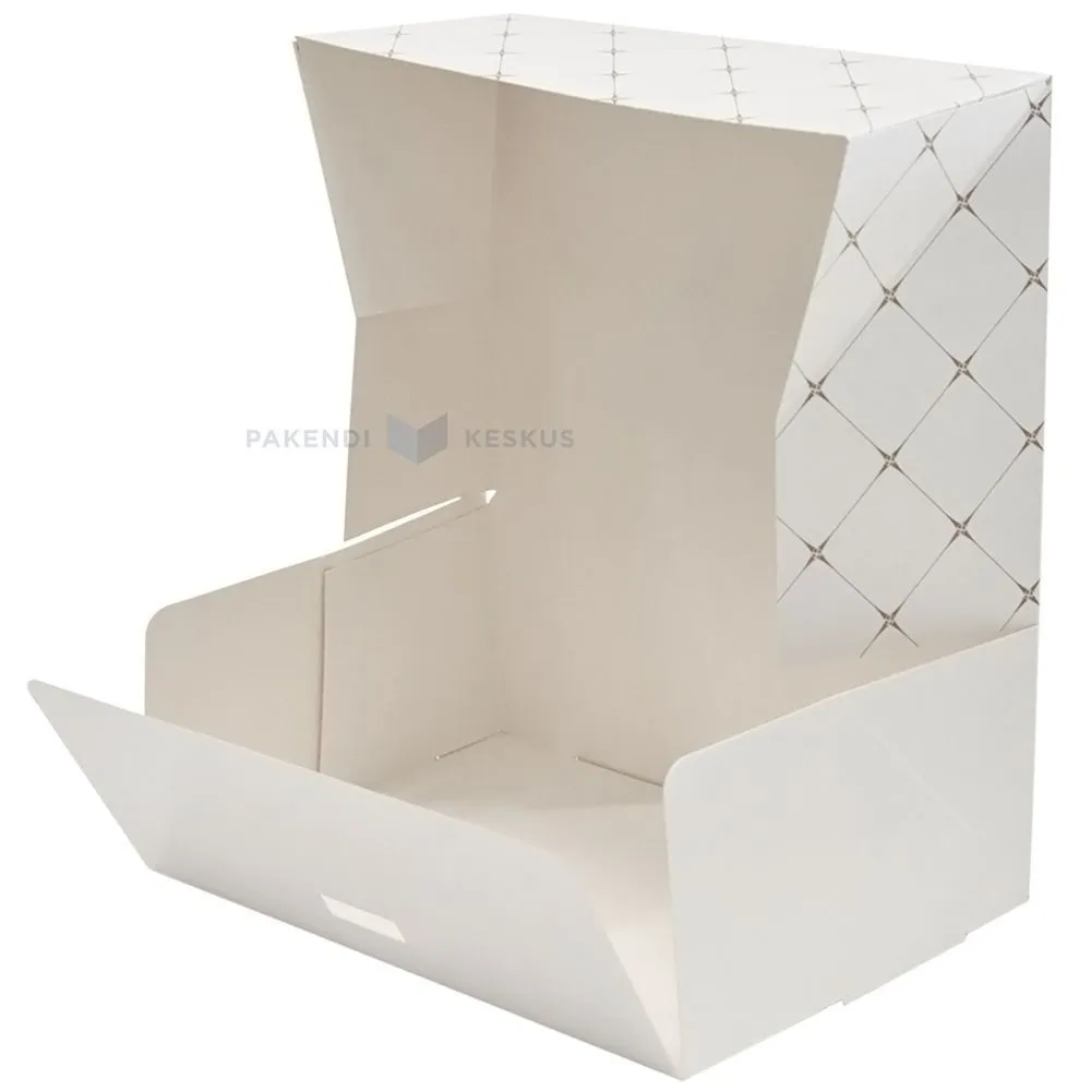 Kuldse mustriga koogikarp ühendatud kaanega 31x22x8cm, pakis 15tk