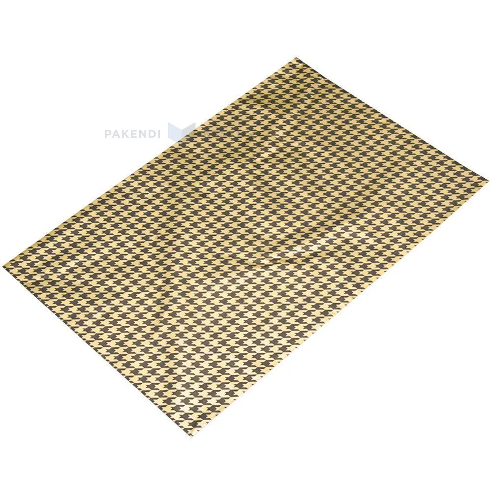 Houndstooth mustriga kuldne kilest kinkekott 40x60cm, pakis 25tk