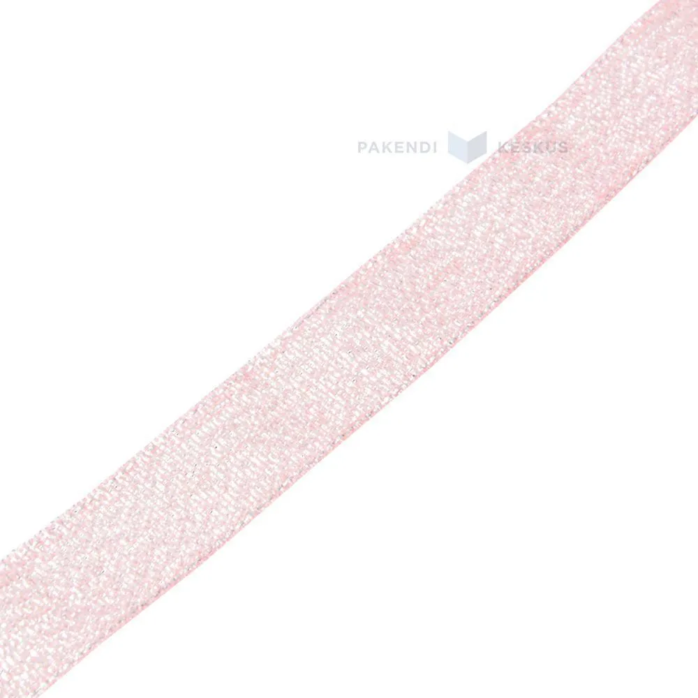 Shining pink lurex ribbon 15mm wide, 30m/roll