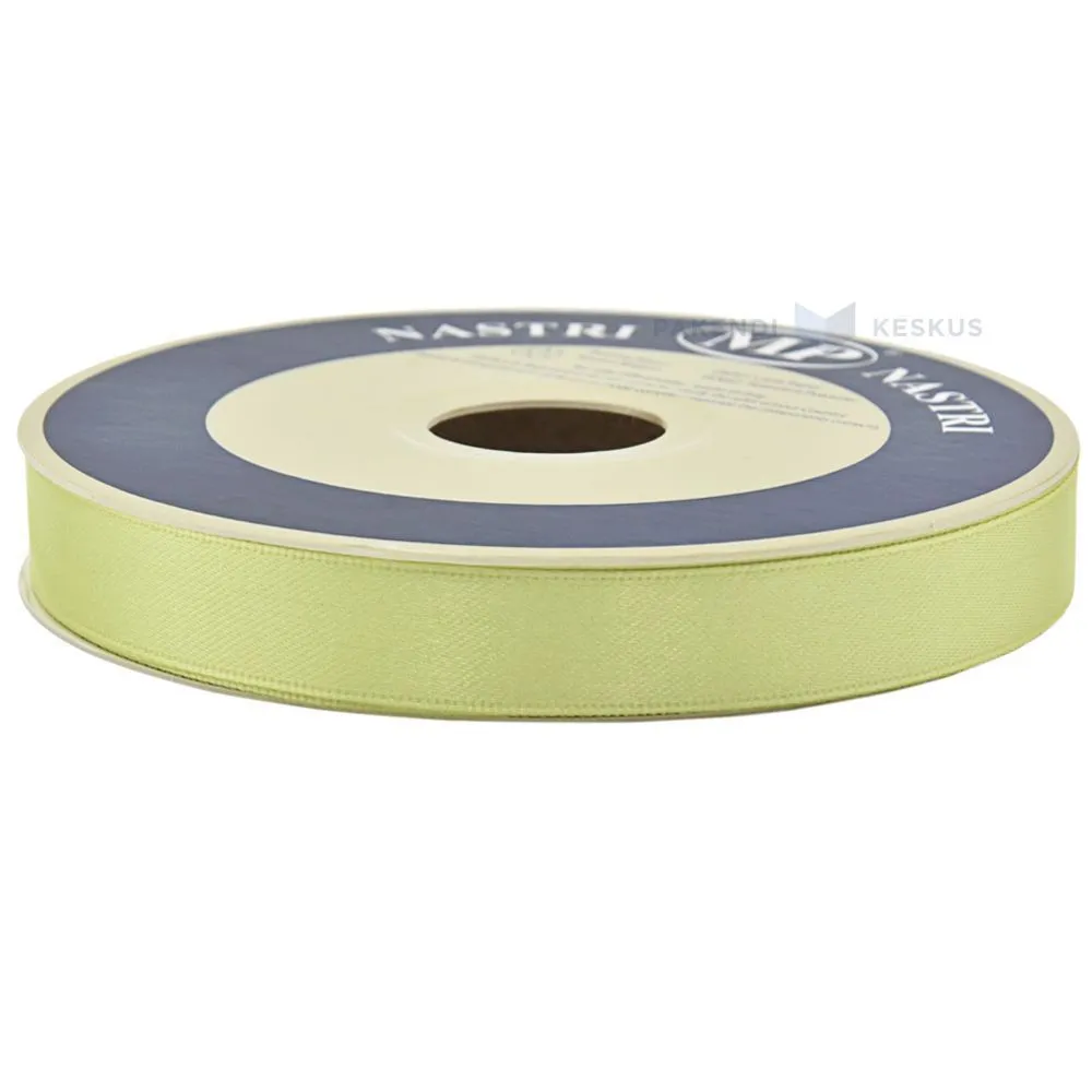 Light green satin ribbon 15mm wide, 50m/roll