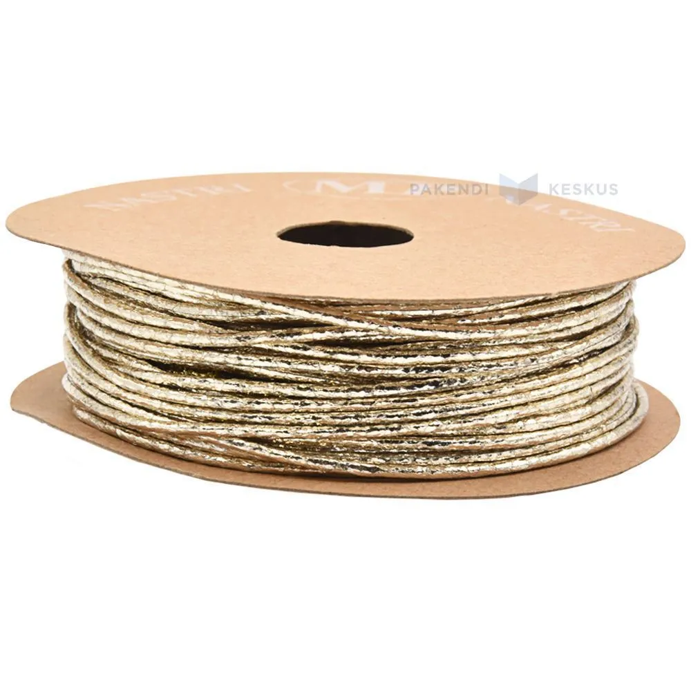 Golden lurex string ribbon 2mm wide, 10m/roll