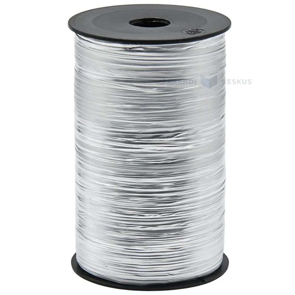 Metallic silver ribbon, 50m/roll