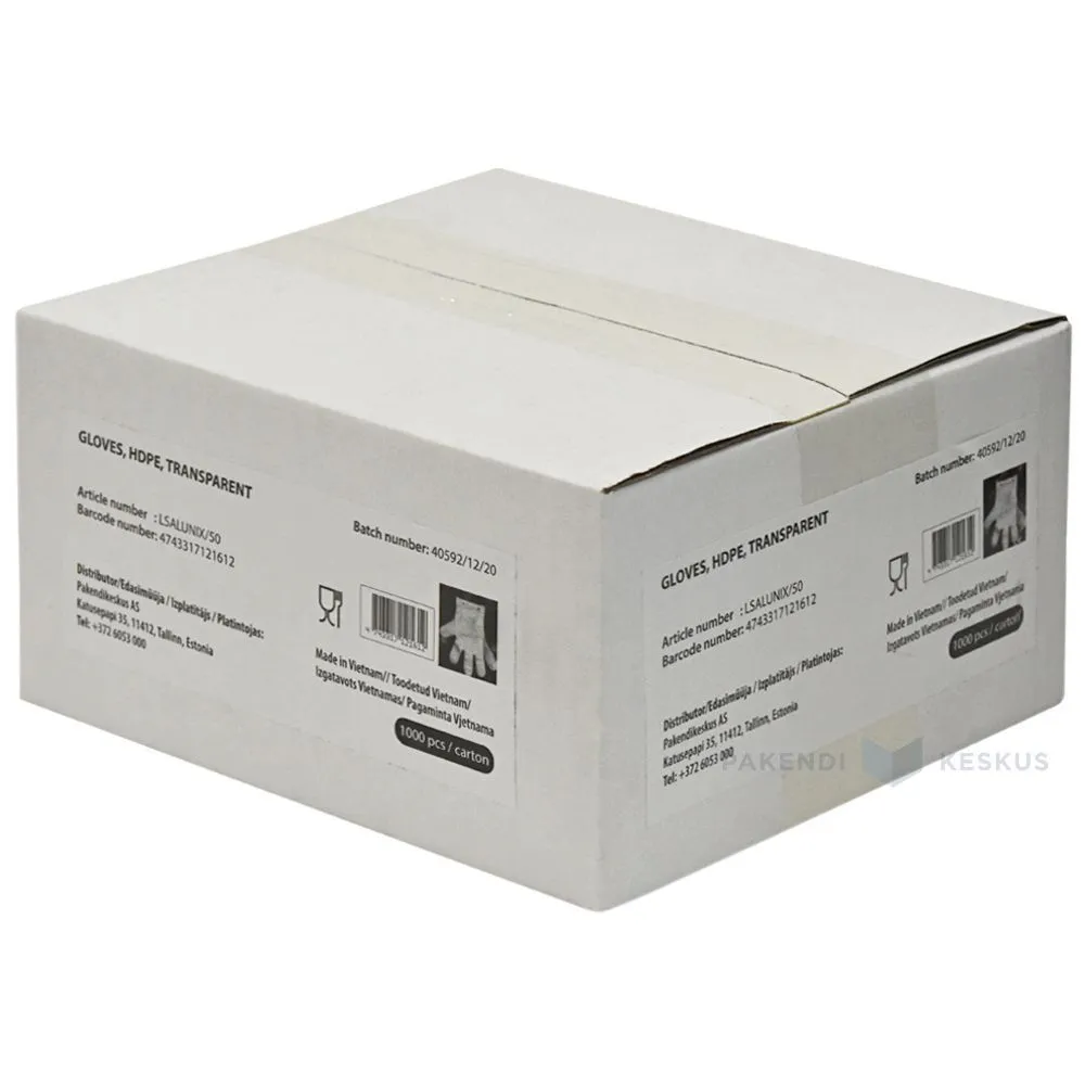 Transparent HD film gloves stacked, 1000pcs/box