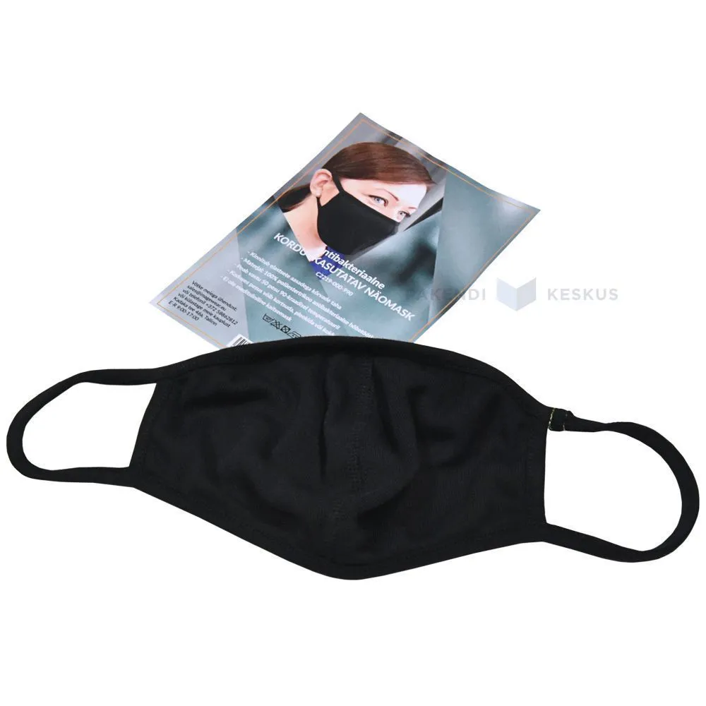 Black textile antibacterial reusable face mask