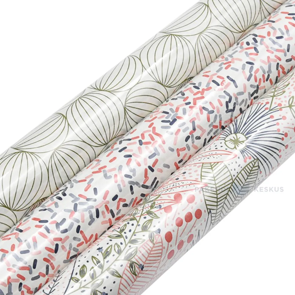 Packaging paper with different patterns 0,7m wide 50g/m2, 2m/roll