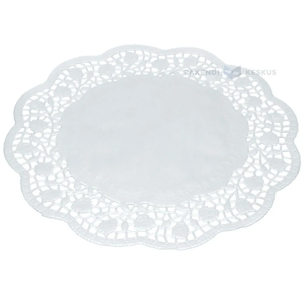 White rose lacy doily paper for cake diam. 28cm, 100pcs/pack