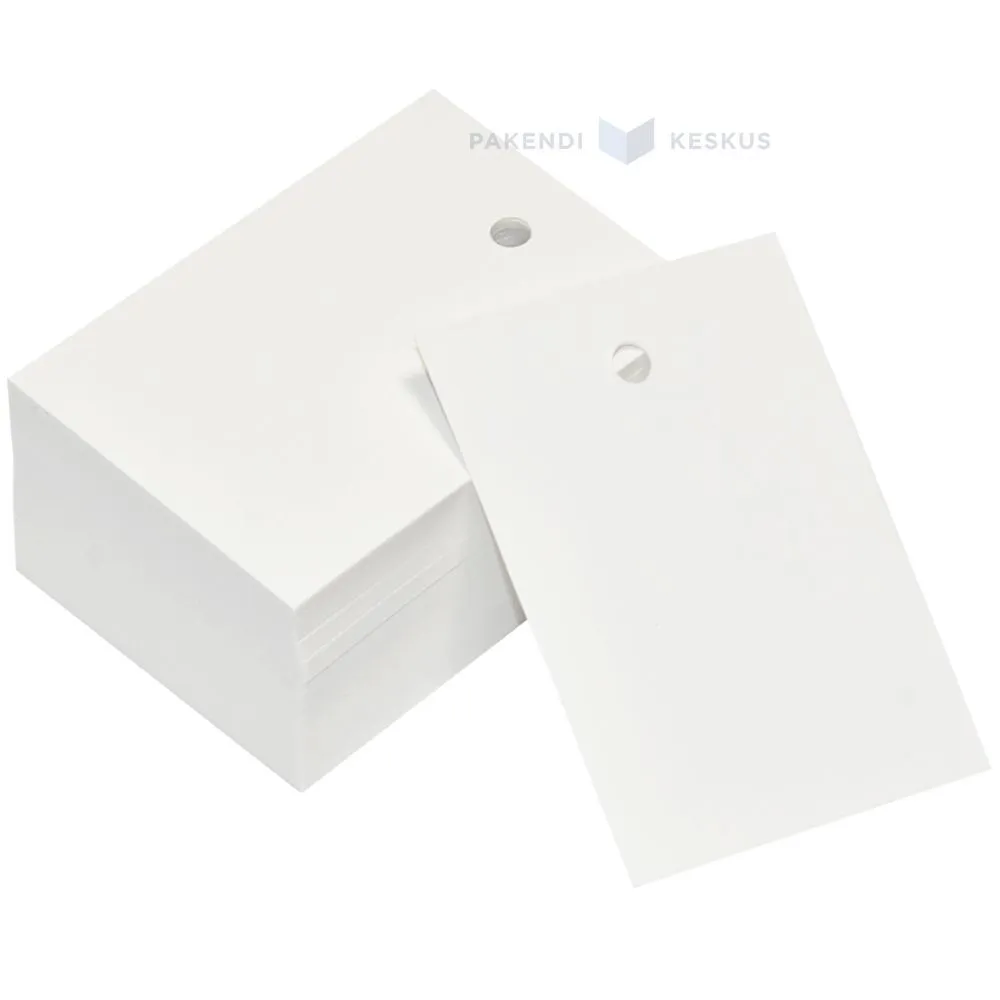 Valge kartongetikett 70x50mm, pakis 100tk