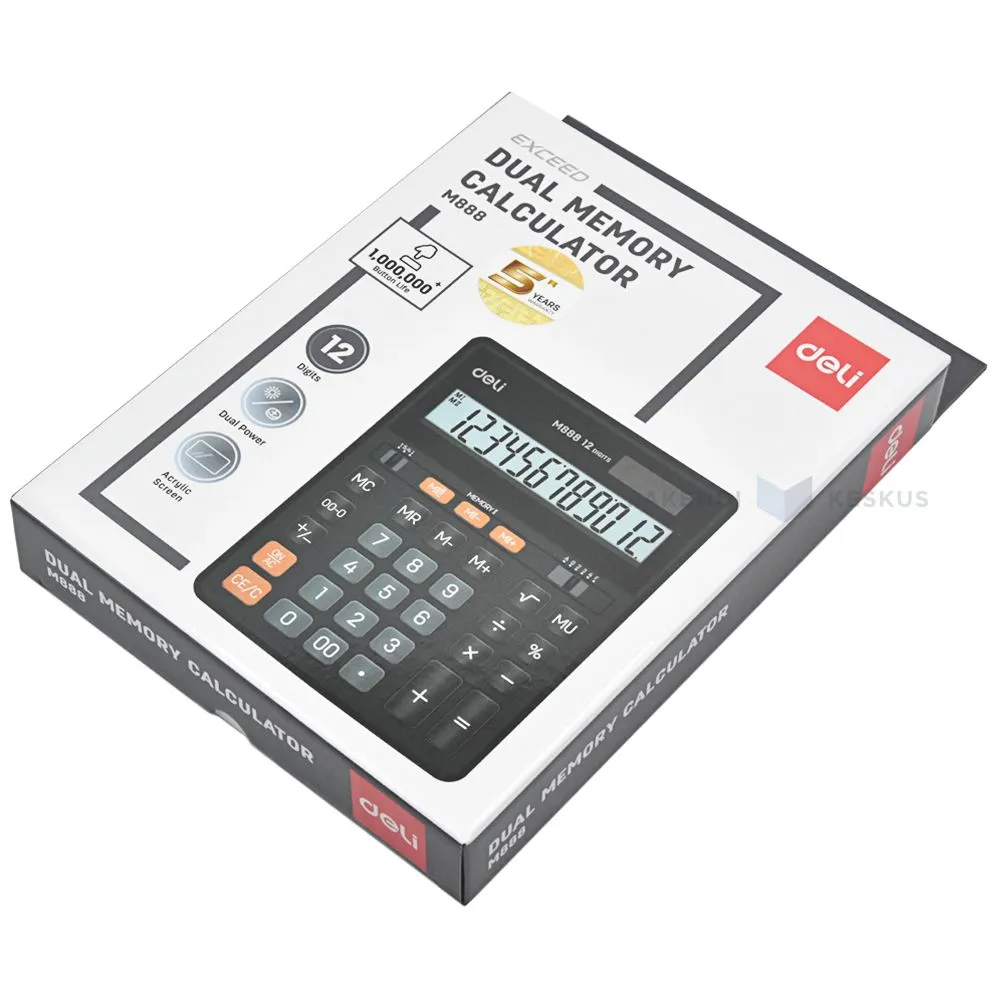 Lauakalkulaator Deli M888 12 numbrit must