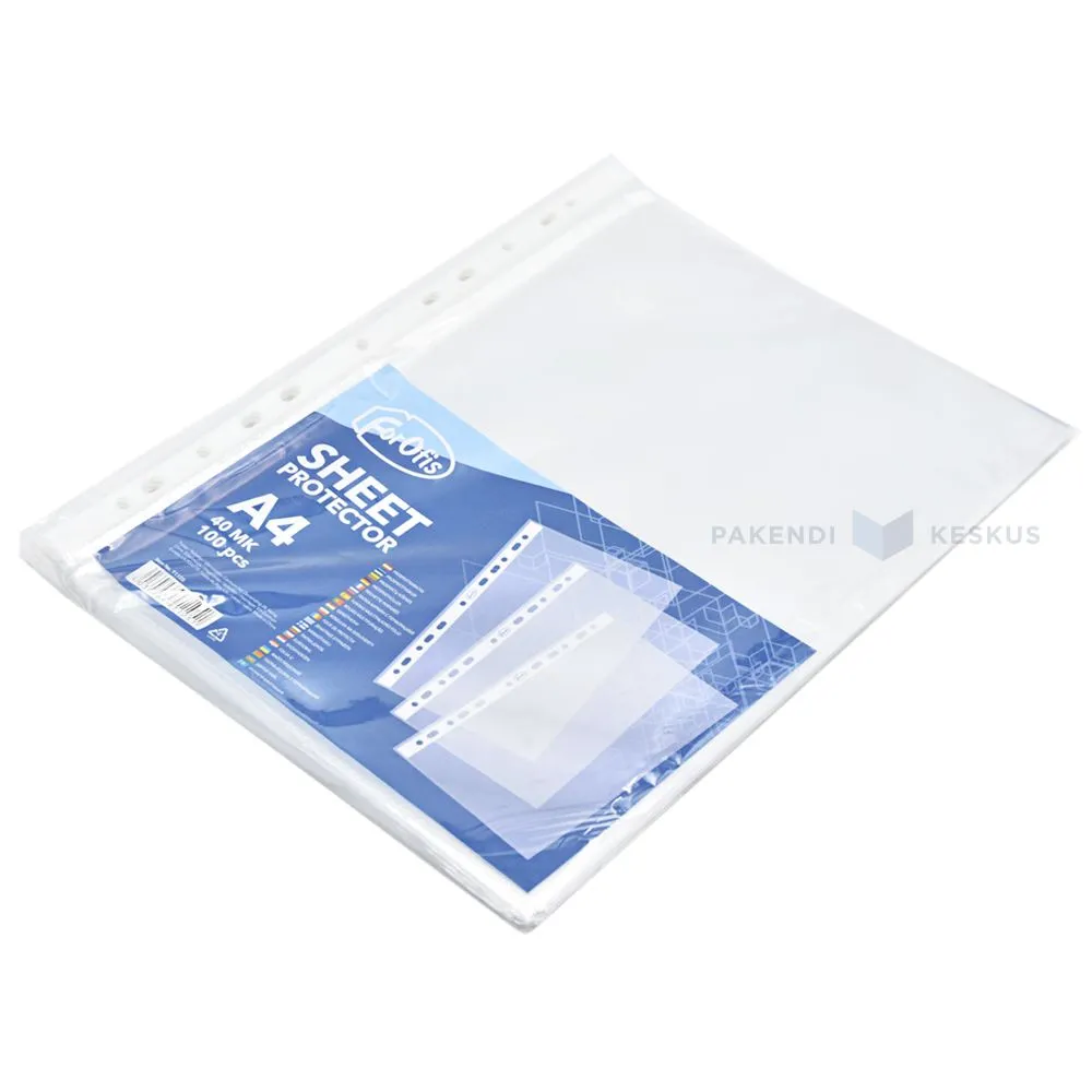 Document pockets U-pocket A4 bindable Forofis, 100pcs/pack
