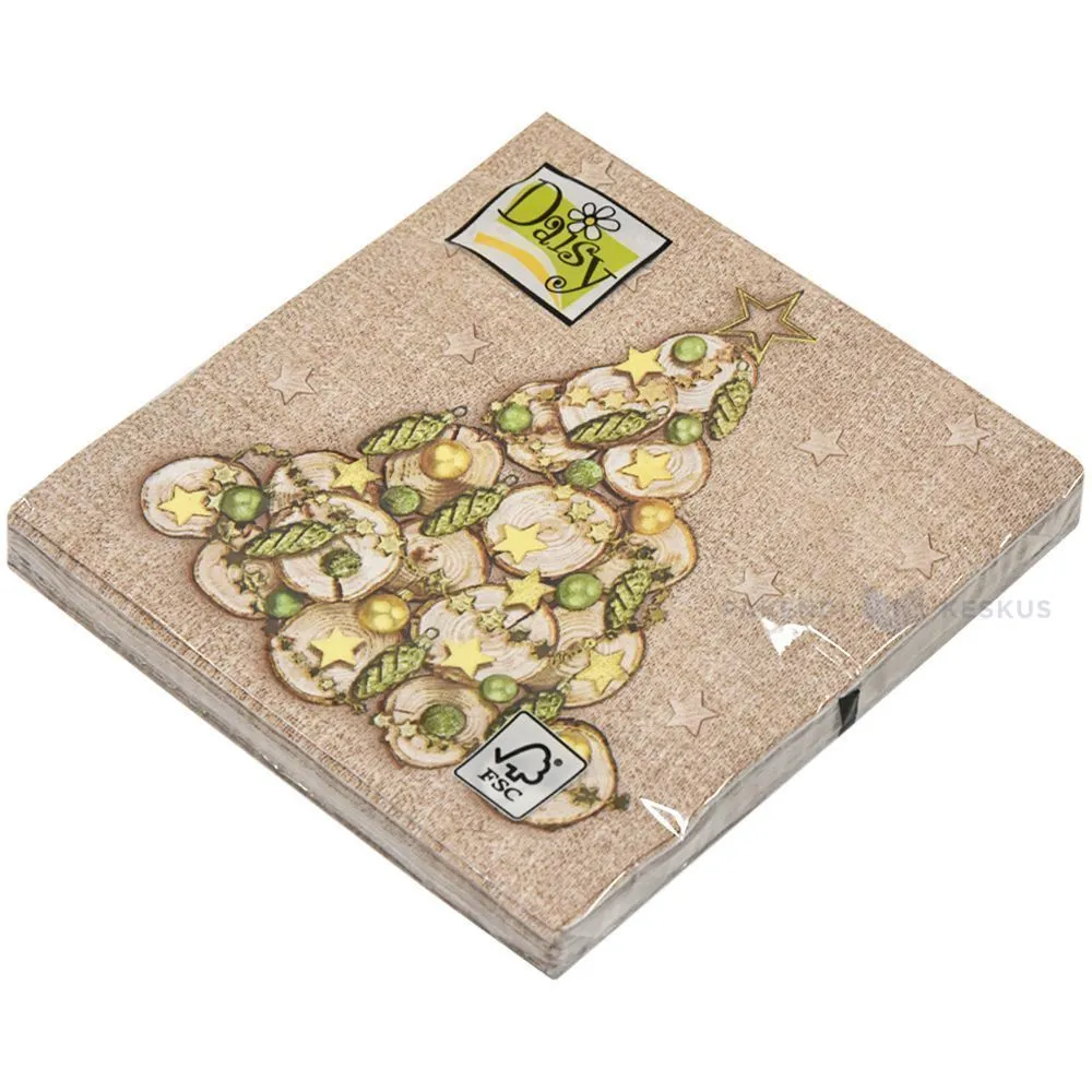 3-layered napkin with wooden tree 33x33cm, 20pcs/pack