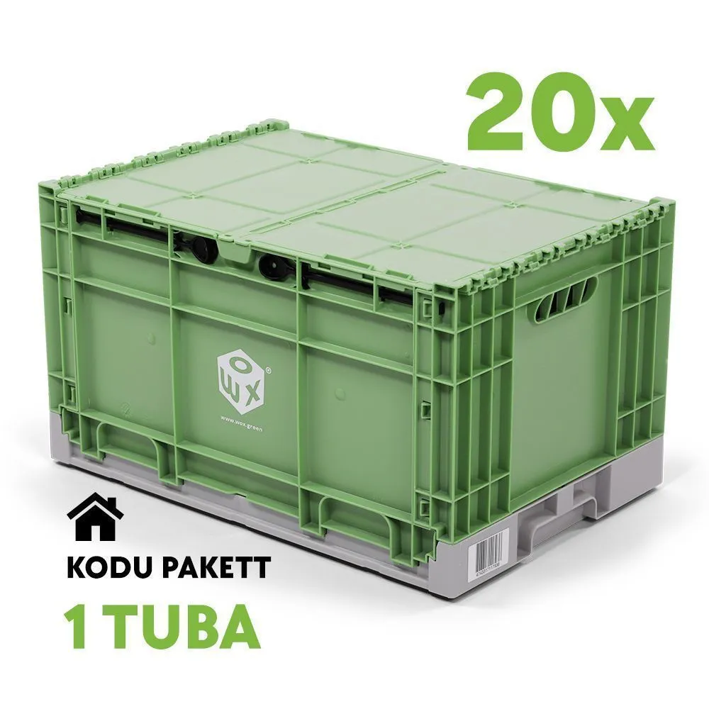 RENT-KODU PAKETT 1 TUBA-Plastikust kokkupandav kolimiskast WOXBOX 600x400x340mm, komplektis 20tk