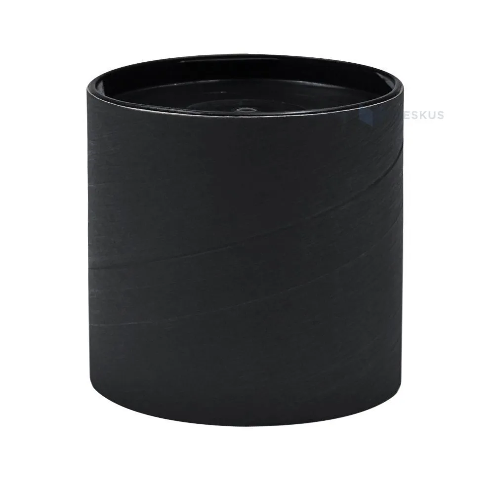 Black carton postal tube with two lids height 11cm diameter 11cm