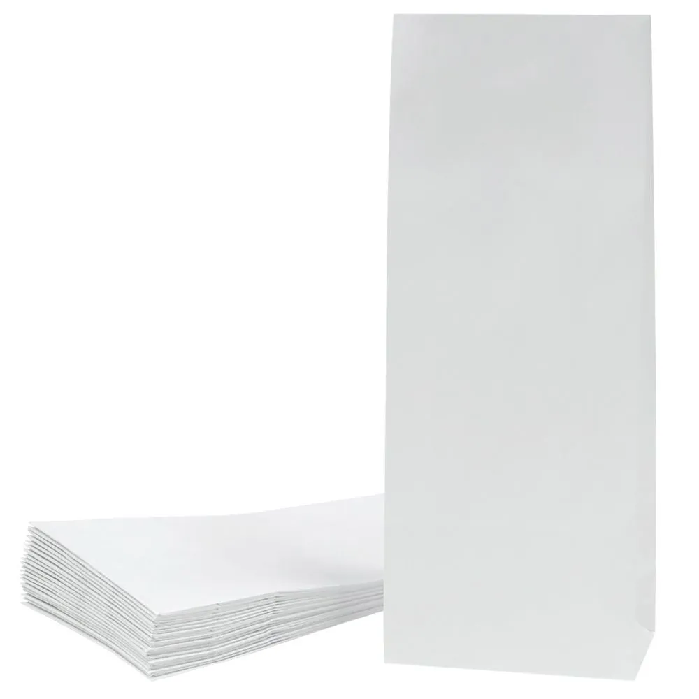 Valge paberkott laia põhjaga 12+7x30cm, pakis 25tk