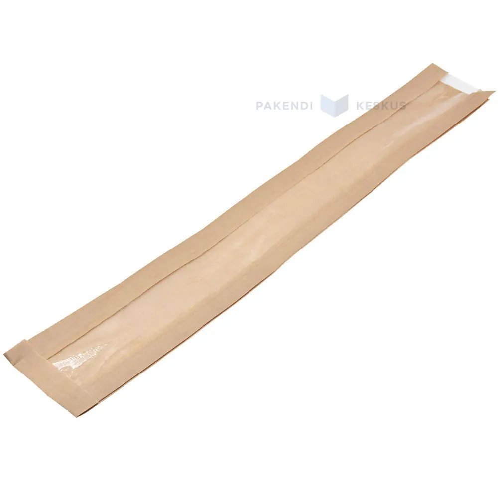 Brown paper bag with window 9x4/4x62cm, 100pcs/pack