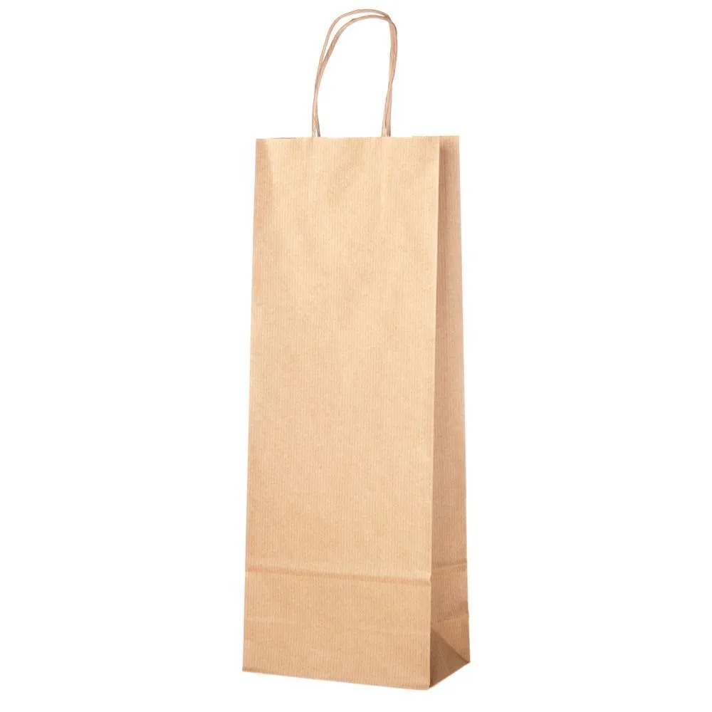 Brown paper bag for wine with twisted handles 15+8x40cm