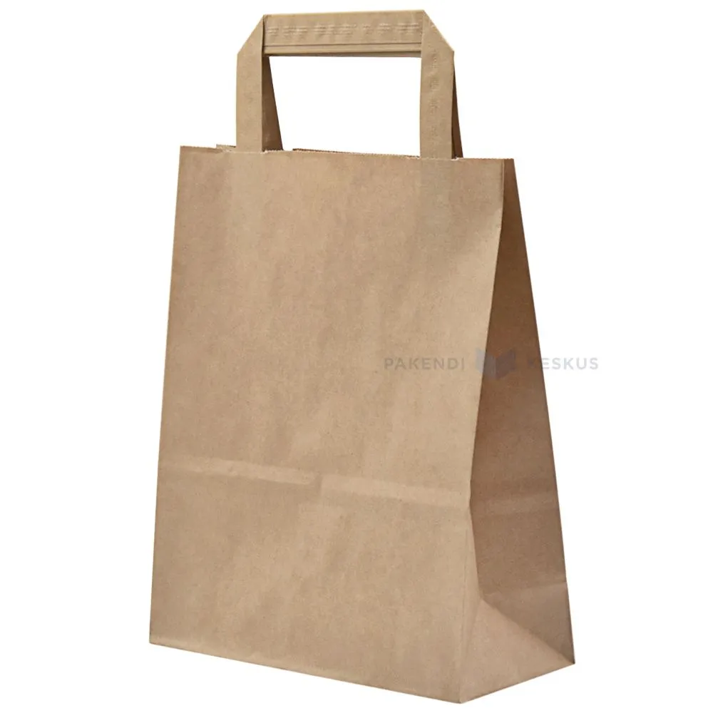 Paperipussi litteillä paperikahvoilla, 18+8x22cm, 70g/m2, ruskea