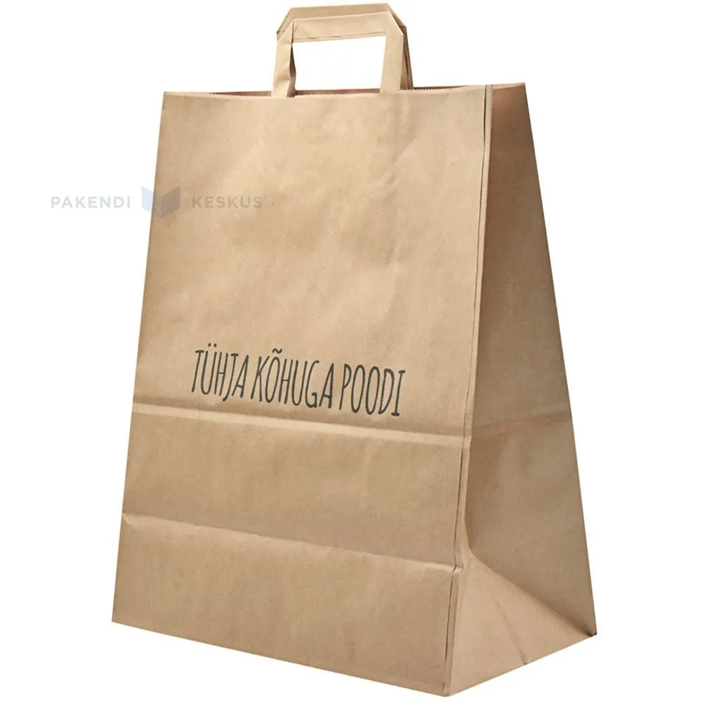 ''Kottzilla'' print brown recycled paper bag with flat paper handles 32+17x40cm