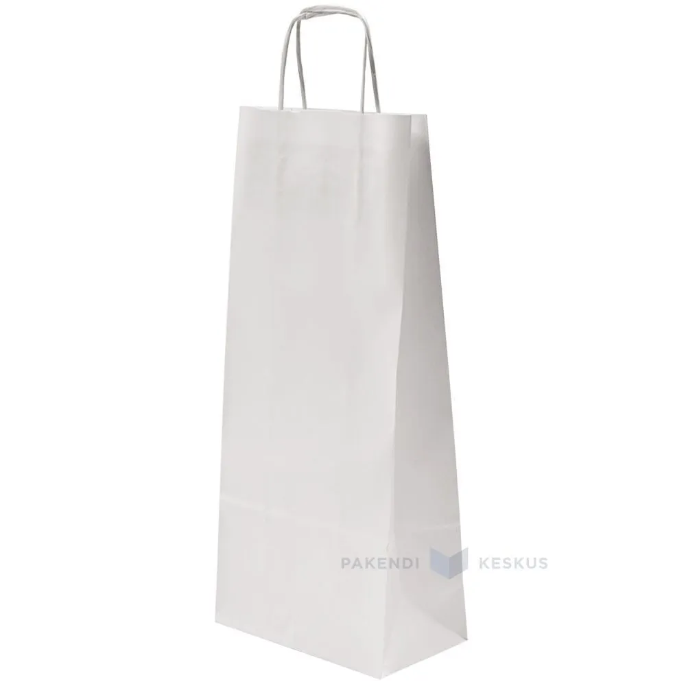 White paper bag with twisted paper handles 16+9x38cm